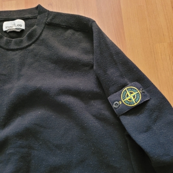 STONE ISLAND Mens Black Crew Neck Sweater Size XL Wool Blend Prep Academia Class - Picture 6 of 13